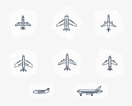 矢量透明泡泡蓝色线框飞机图标