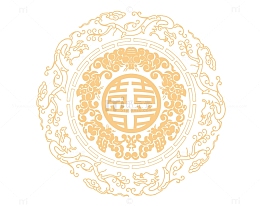 圆型双喜花边龙腾图