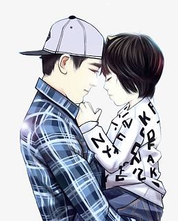 手绘拥抱的父子