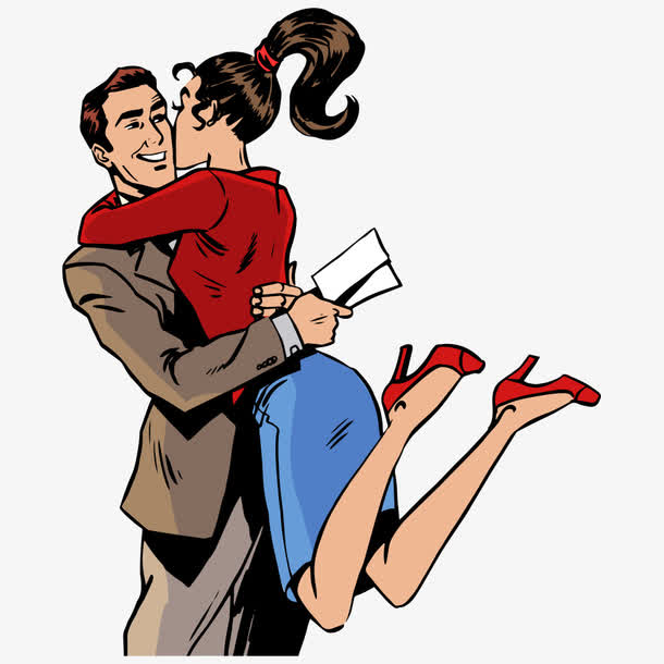 拥抱的卡通情侣