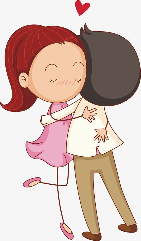 手绘猫和狗拥抱psdpng卡通雨天拥抱的情侣素材png高兴拥抱的新郎新