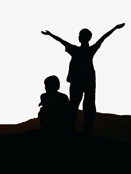男女黑色背影拥抱明天