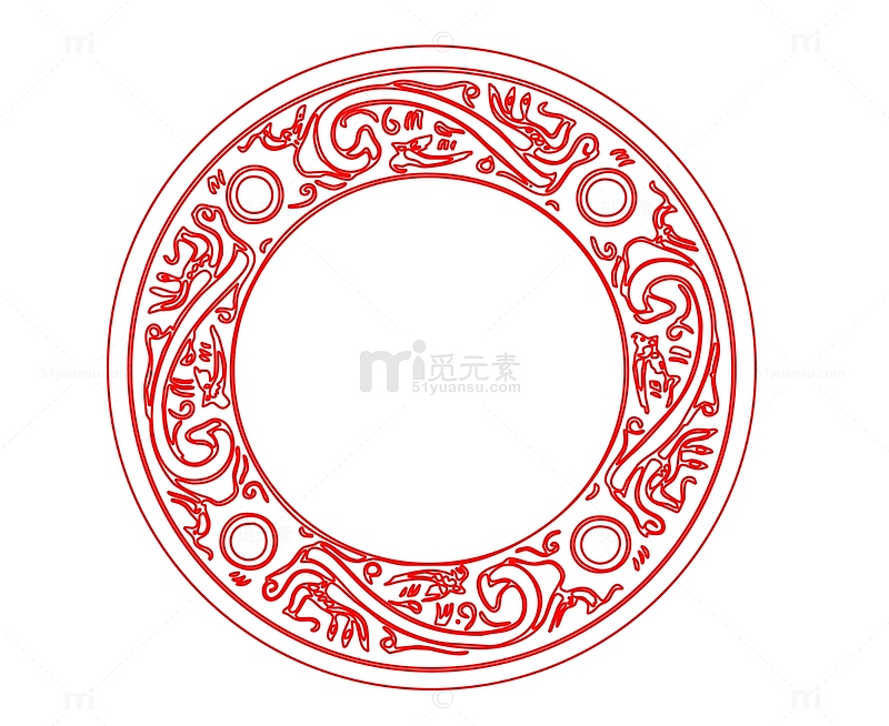 中式古典圆形花纹边框PNG图片