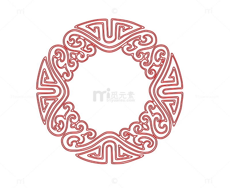 中式古典圆形花纹边框PNG图片