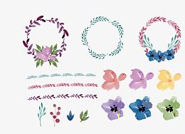 碎花花朵圆形花框