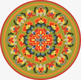 经典中国古典花纹圆形红色