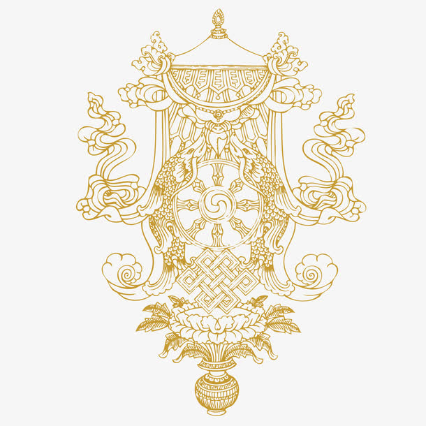 藏传佛教八瑞相整体矢量图免抠素材免费下载_觅元素51yuansu.com