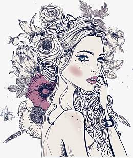 美女印花矢量图