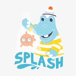 河马服装印花矢量图