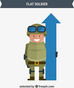 扶着箭头的士兵矢量素材下载,