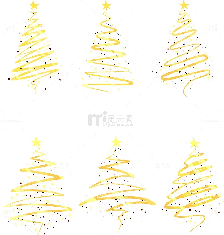 6个金色圣诞树