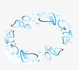 蓝色圆形动感透明水晶水滴