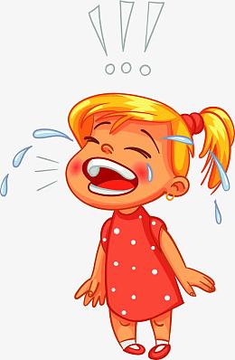 矢量手绘大哭的小女孩
