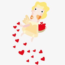 手绘涂鸦撒花的小天使