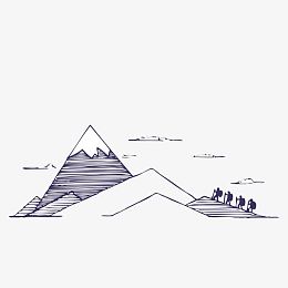 手绘几何线条山