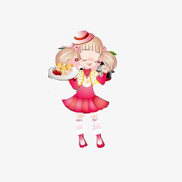 端菜的小女孩
