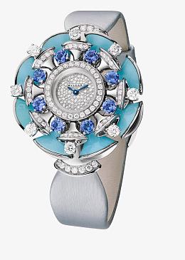 冰蓝色珠宝镶钻腕表宝格丽手表女