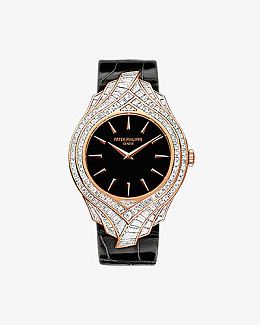 黑色镶钻百达翡丽女表