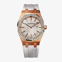 爱彼皇家橡树女士玫瑰金镶钻腕表