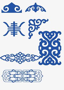 藏青色蒙古花纹矢量