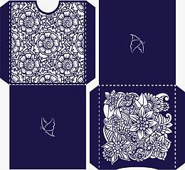 深蓝色剪纸包装盒