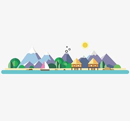 大山中的旅游圣地卡通矢量图