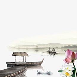 水墨画水景
