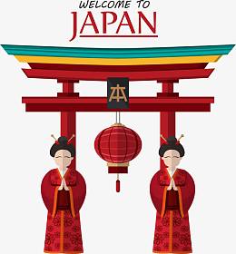 日本亭子与和服美女