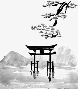 中国风水墨凉亭