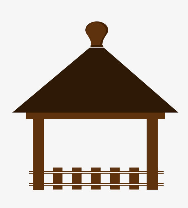 棕色简约亭子装饰图案