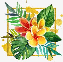 矢量手绘花朵标签