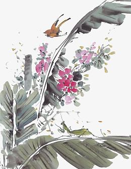 水墨芭蕉树叶