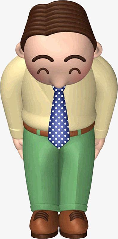 卡通人物鞠躬道歉