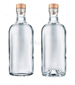 两瓶透明酒瓶卡通瓶子