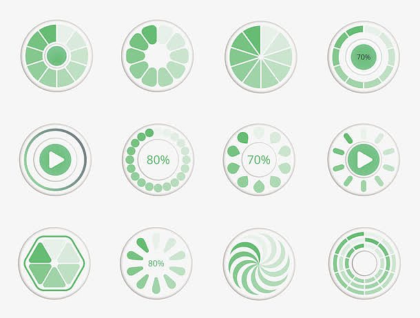 矢量创意绿色清新圆形缓冲图标