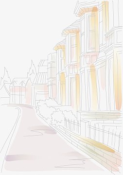 水彩城市风景素材-水彩城市风景图片元素-觅元素