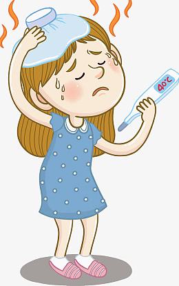 发烧测体温插画