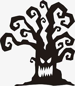 恐怖万圣节枯树矢量图
