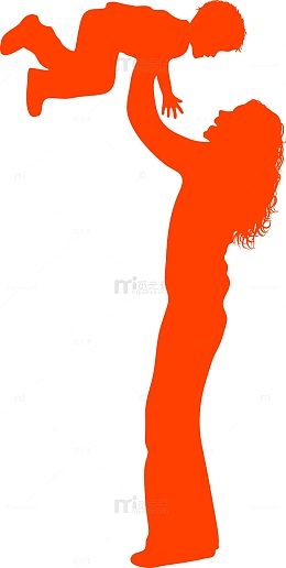 矢量母亲节母抱婴剪影6