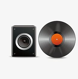 音箱与CD的组合矢量素材