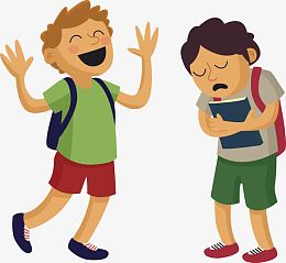 不同态度的卡通学生矢量图