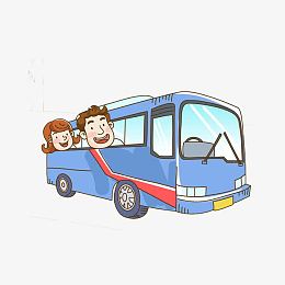 蓝色卡通小朋友出行开心高清