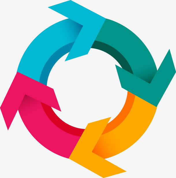 矢量彩色循环箭头png图片素材免费下载_觅元素