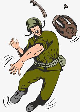 士兵投掷的手榴弹