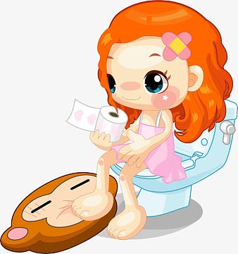 矢量手绘上厕所的女孩