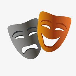 渐变笑脸哭脸面具PNG矢量