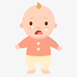 学走路哭脸宝宝矢量插画