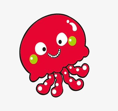 卡通红色鱿鱼