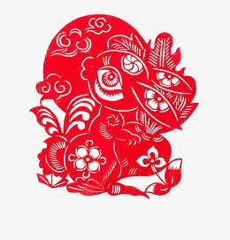 兔子剪纸元素免费下载