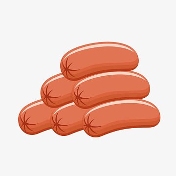 食材香肠火腿肠png矢量盘子里的美食aipng扁平化食物和厨具矢量图png